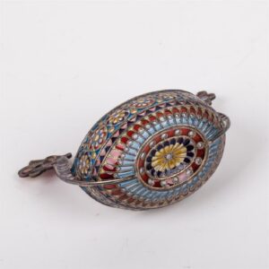 Russian silver and plique-a-jour enamel kovsh — image 4