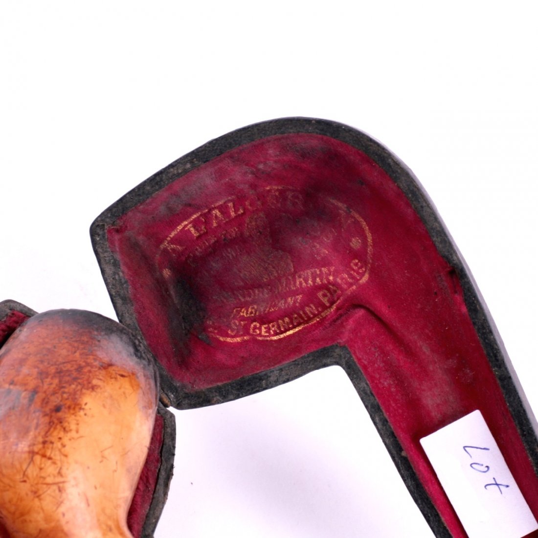 Antique smoking pipe with amber in case. — image 3