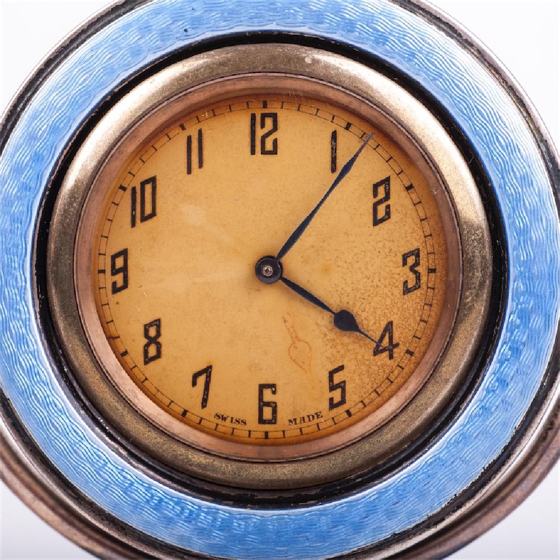 English cabinet desk clock with 2 candlesticks — image 2