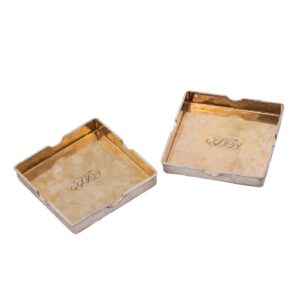 Faberge silver-gilt pair of travel ashtrays — image 1