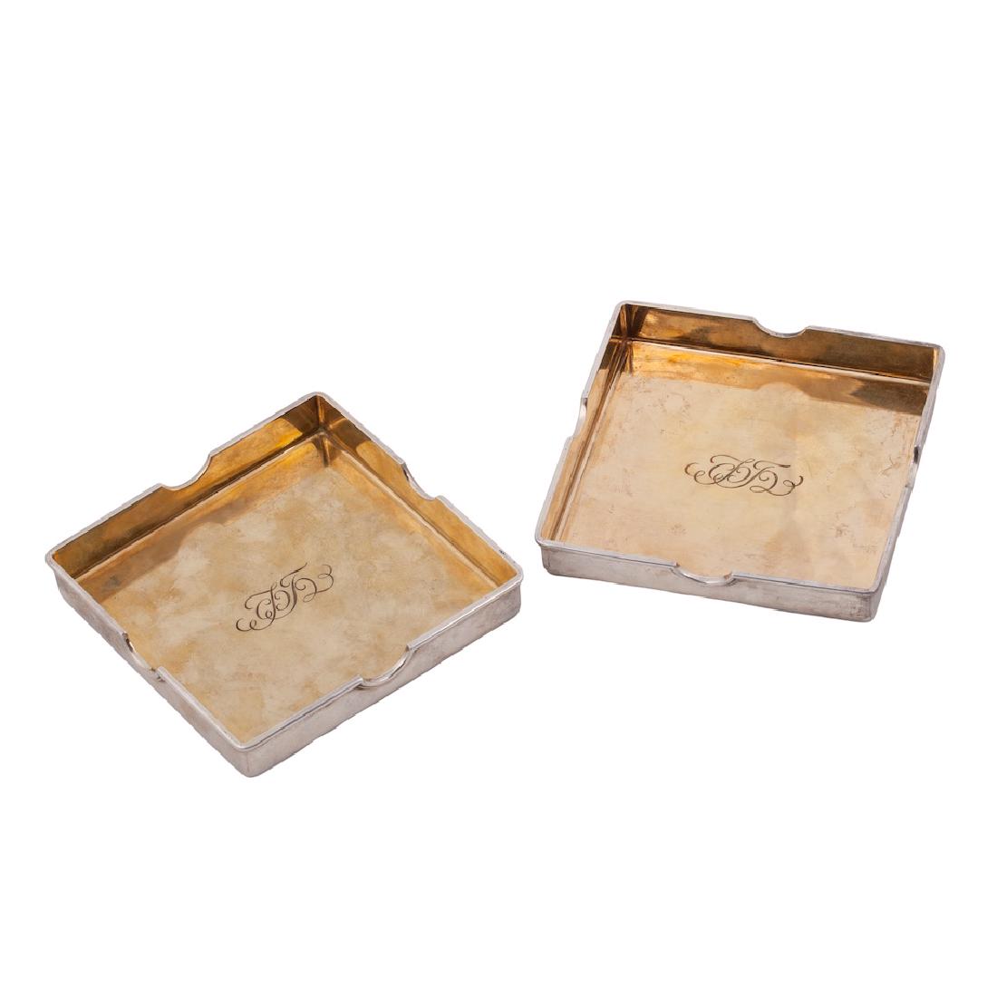 Faberge silver-gilt pair of travel ashtrays — image 1