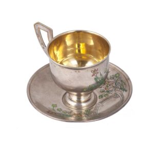 Russian enamel cup on a dish by P. Milukov — image 5