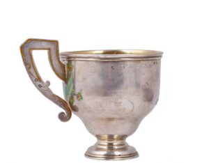 Russian enamel cup on a dish by P. Milukov — image 6