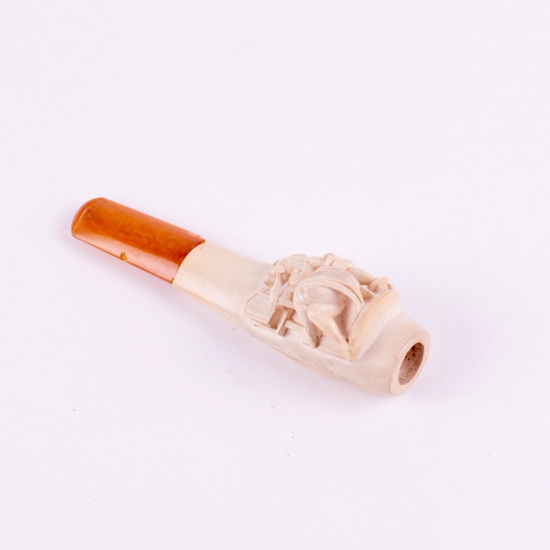 Antique smoking pipe with amber in case. — image 1