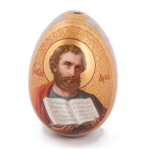 Rare Russian painted milk glass easter egg of Saint — image 1