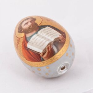 Rare Russian painted milk glass easter egg of Saint — image 3