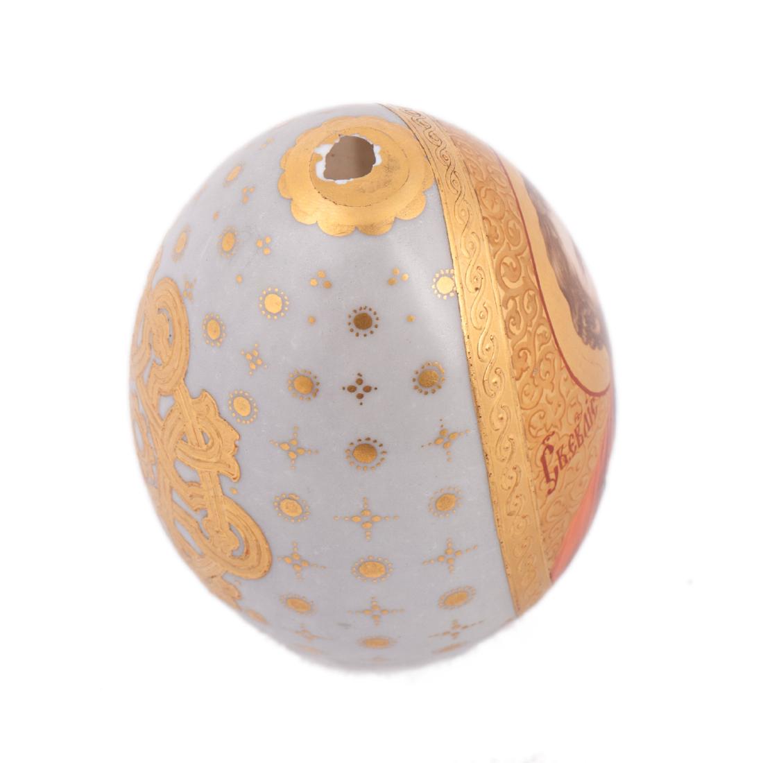 Rare Russian painted milk glass easter egg of Saint — image 4
