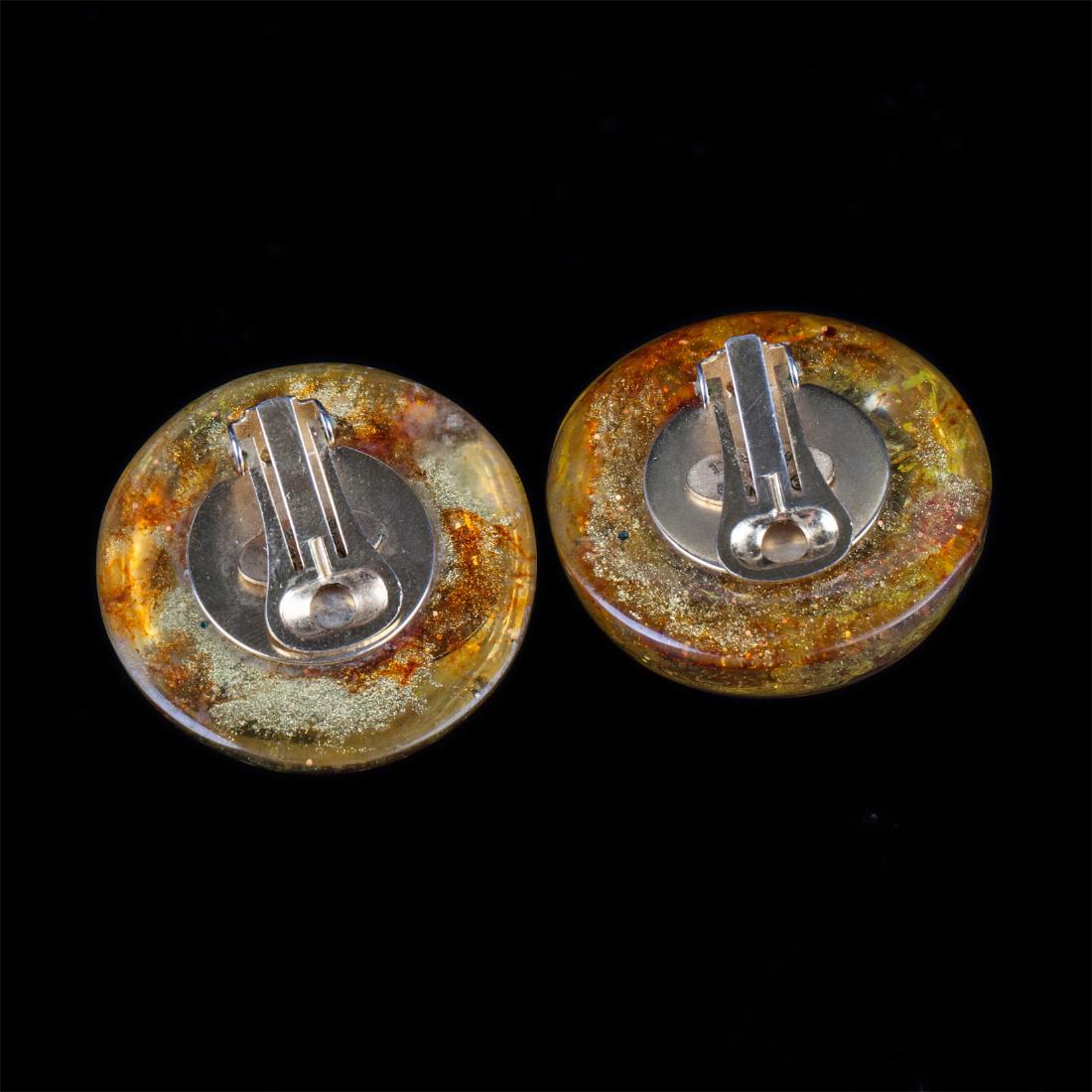 Chanel amber style plastique earclips with logo inside — image 2