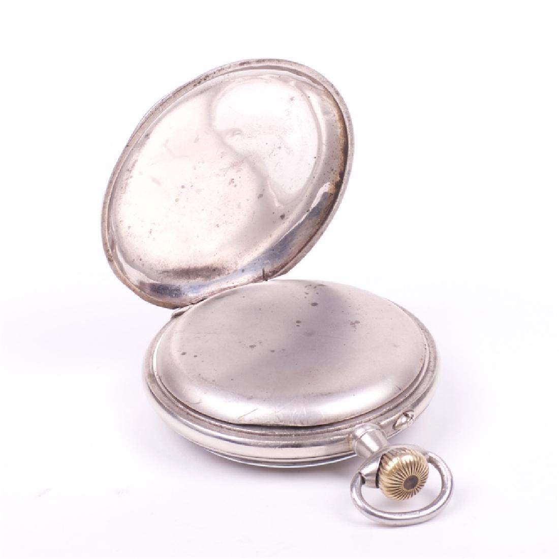 Metal pocket watch with hunt scene — image 5