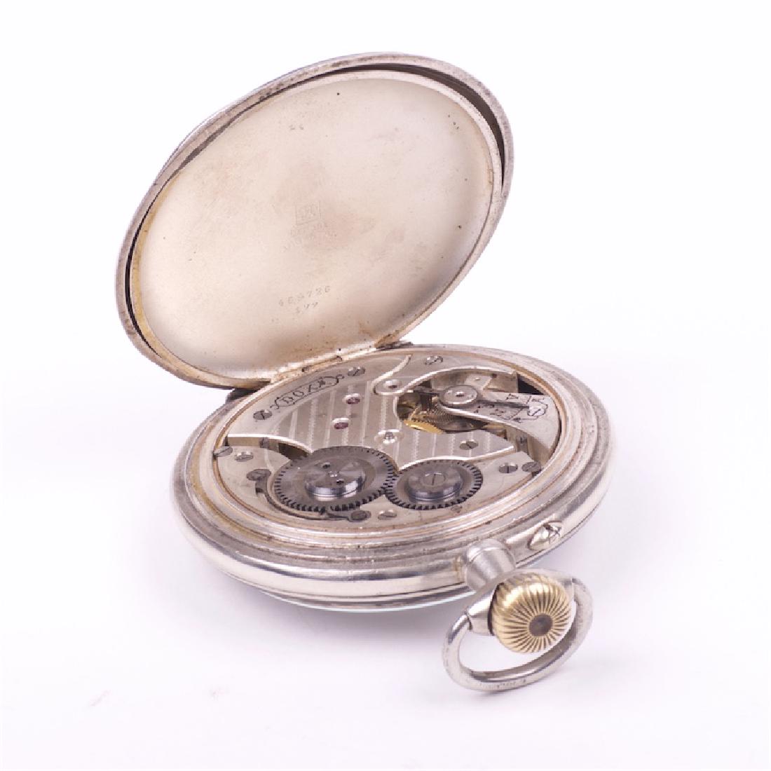 Metal pocket watch with hunt scene — image 6