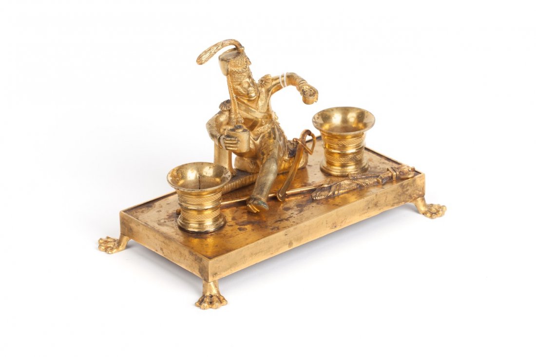 Rare Russian desk inkwell with the figure of — image 1