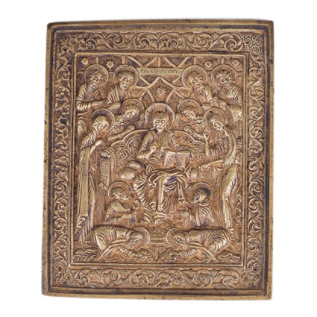 Russian brass icon of Christ Pantokrator — image 1