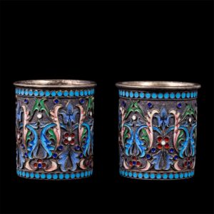 A pair of silver and enamel beakers, Ovchinnikov — image 1