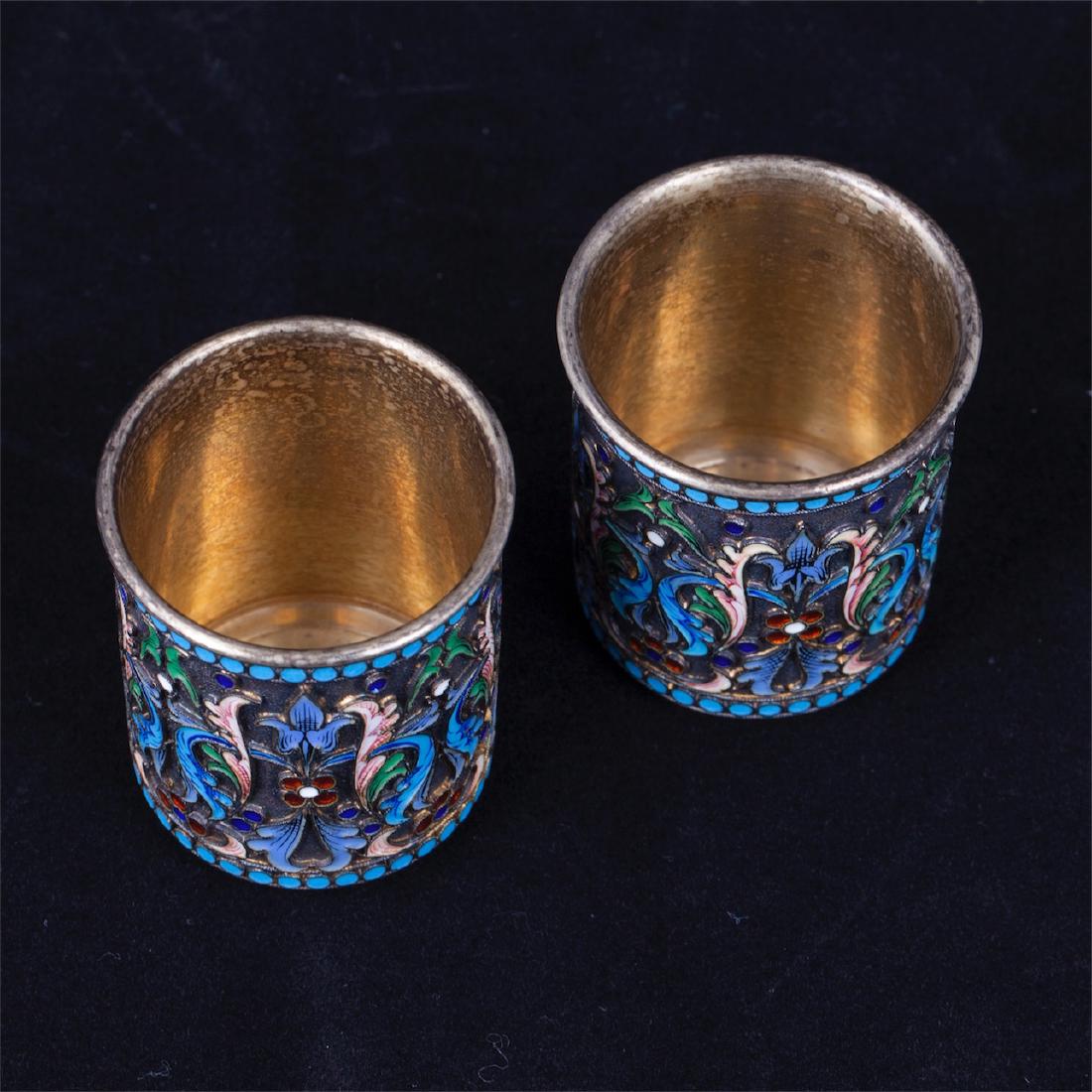 A pair of silver and enamel beakers, Ovchinnikov — image 2
