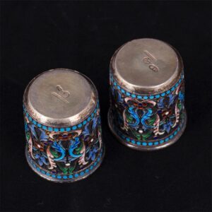 A pair of silver and enamel beakers, Ovchinnikov — image 3