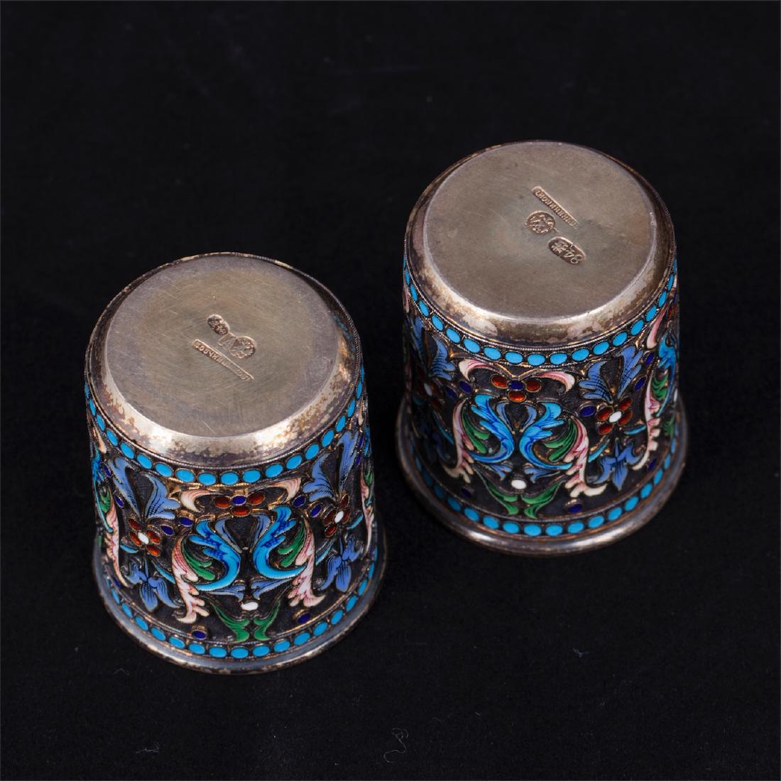 A pair of silver and enamel beakers, Ovchinnikov — image 3