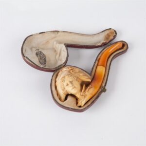 Antique smoking pipe with amber in case. — image 1