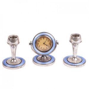 English cabinet desk clock with 2 candlesticks — image 1