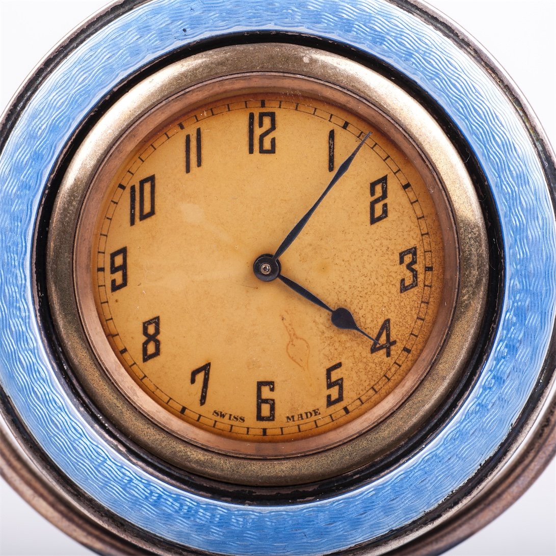 English cabinet desk clock with 2 candlesticks — image 2