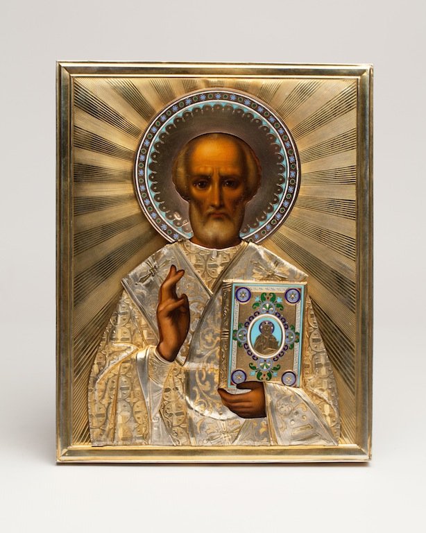 Icon Saint Nikolay Wonderworker. Khlebnikow. — image 1