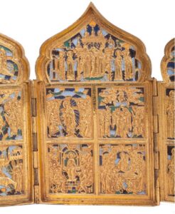 Russian bronze and enamel four-folding keeled triptych — image 2