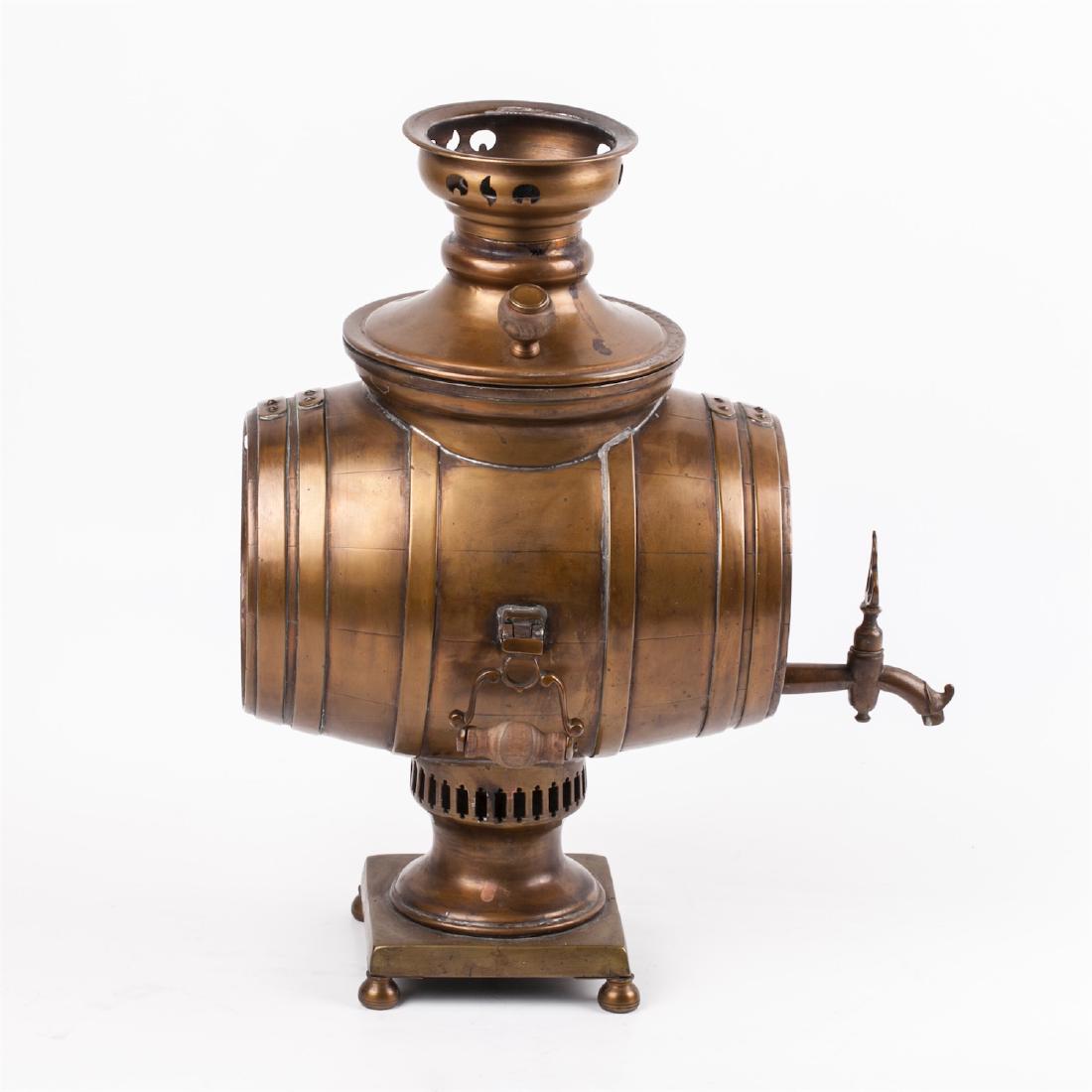 Russian copper samovar in the form of a barrel — image 2
