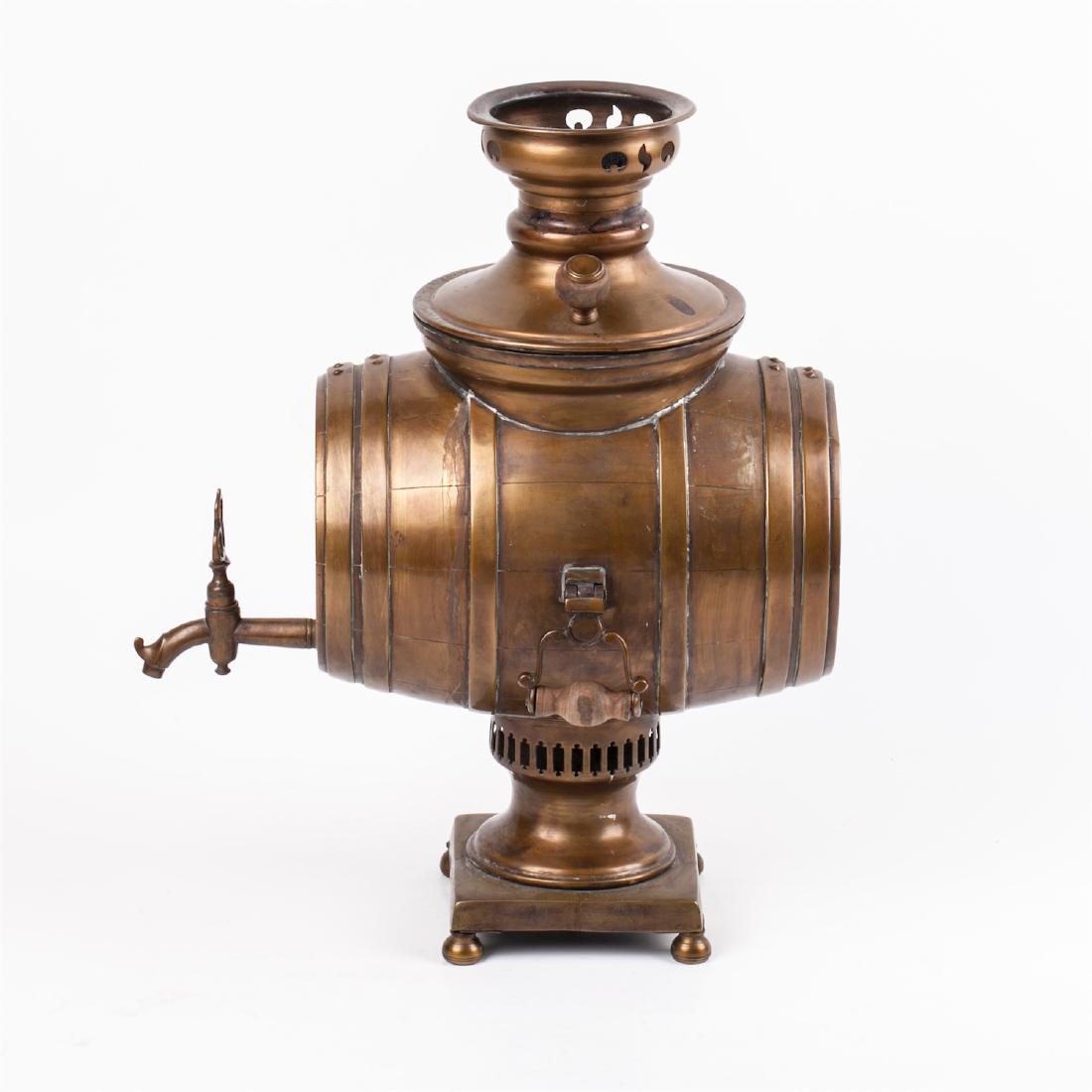 Russian copper samovar in the form of a barrel — image 4