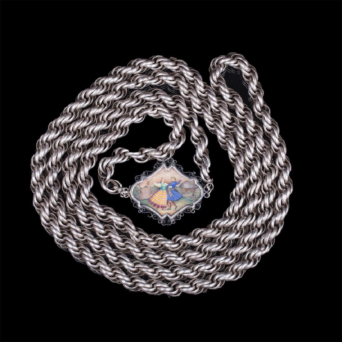 Russian silver and en plein enamel necklace-belt — image 1