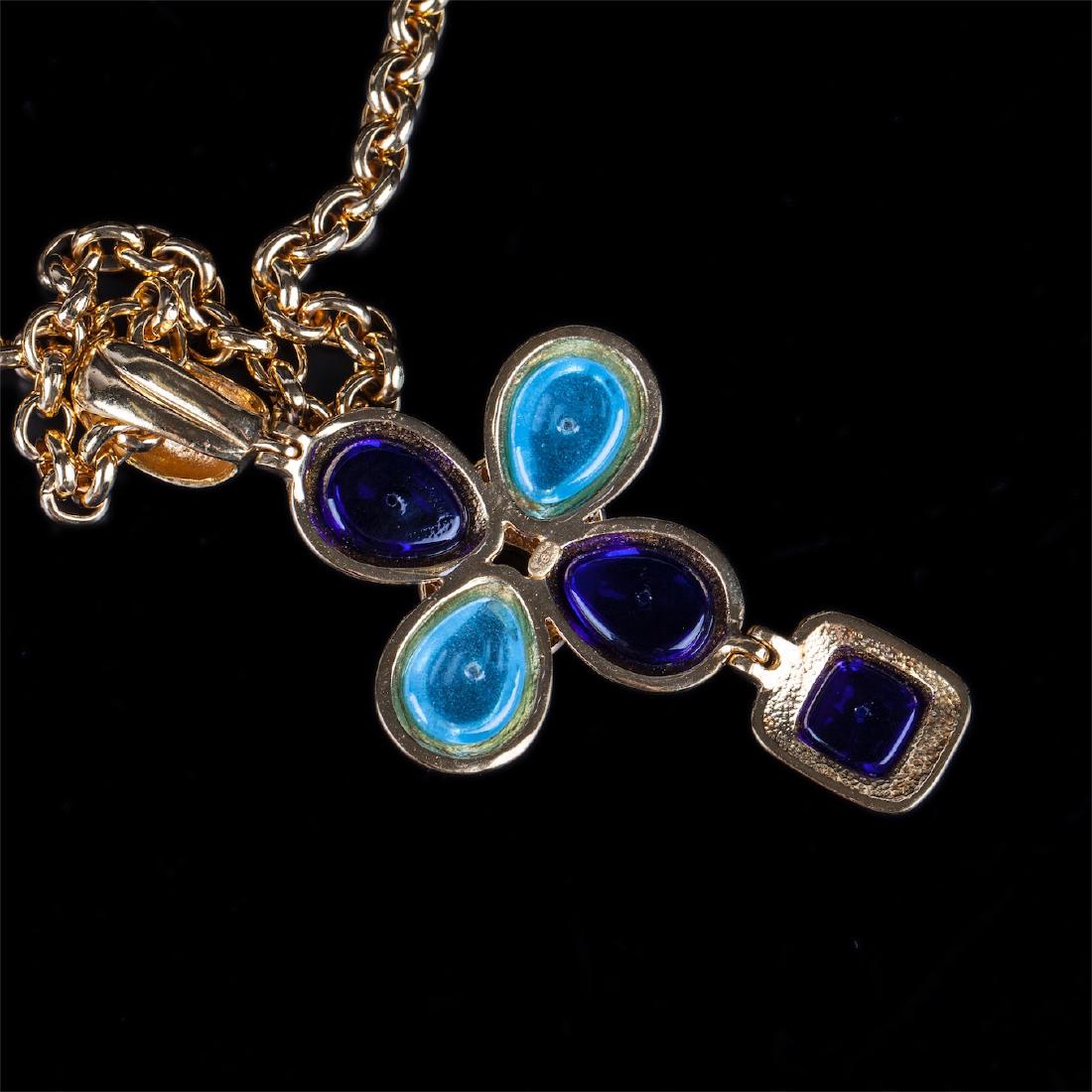 Chanel cross pendant on the chain with gripoix glass — image 3