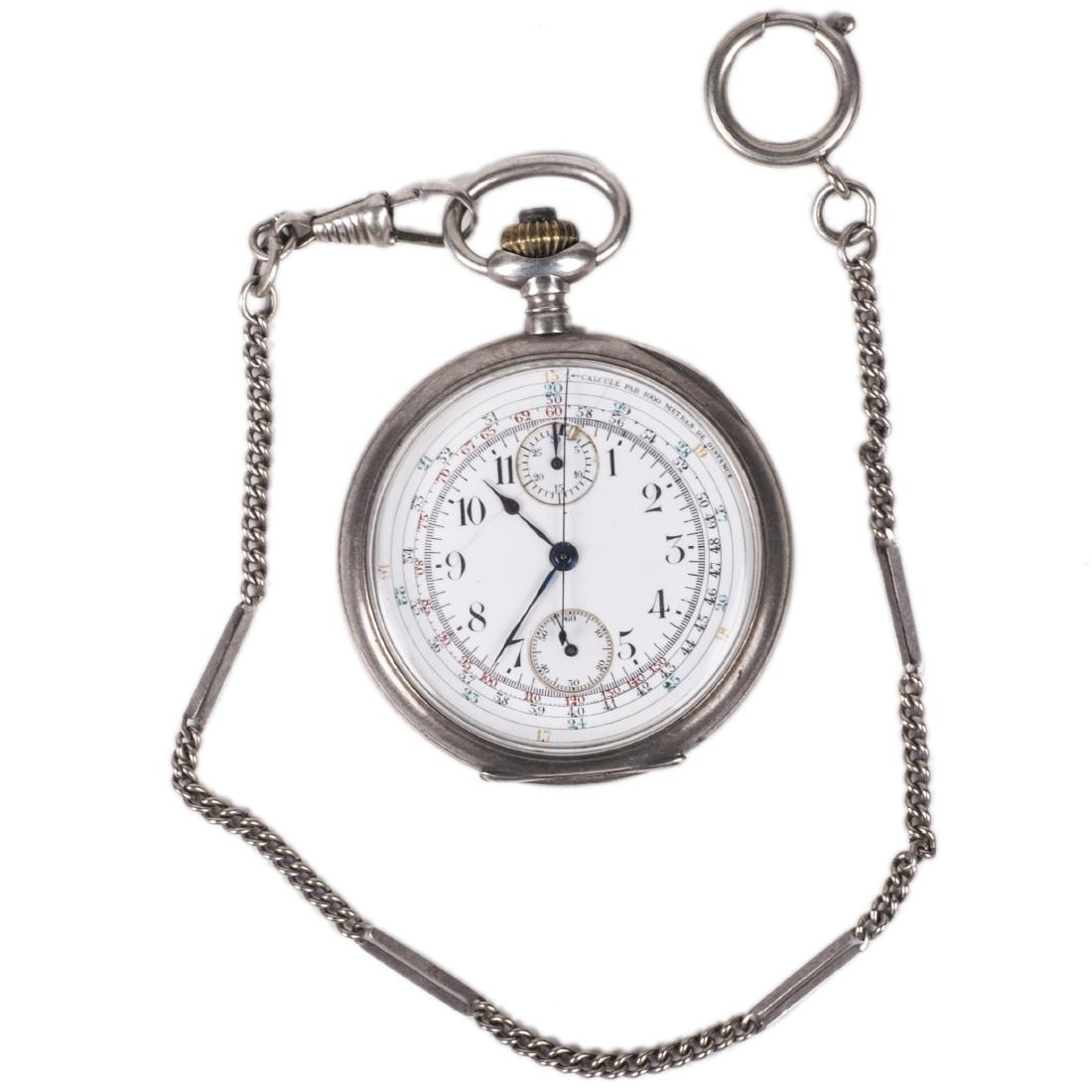 Silver chronograph pocket watch "Zenith" — image 1