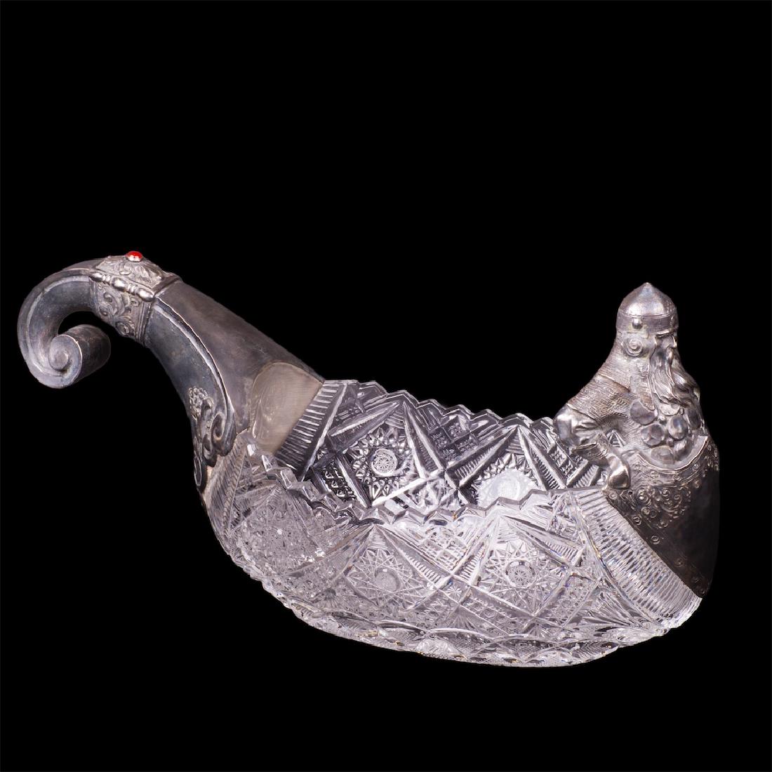 Grand Russian Bogatyr gem-set silver kovsh — image 2