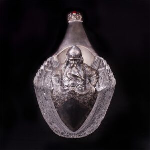 Grand Russian Bogatyr gem-set silver kovsh — image 3