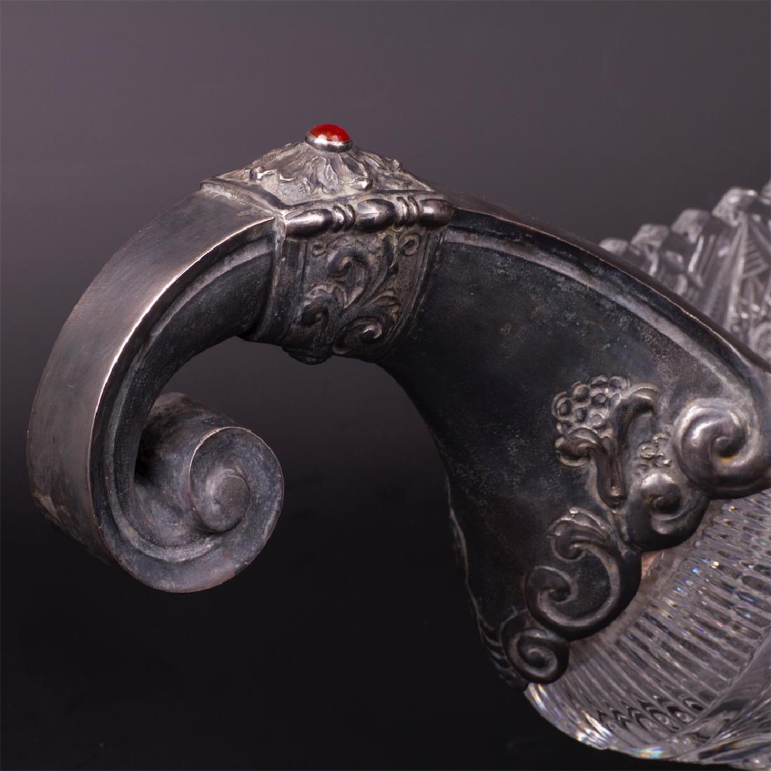 Grand Russian Bogatyr gem-set silver kovsh — image 4