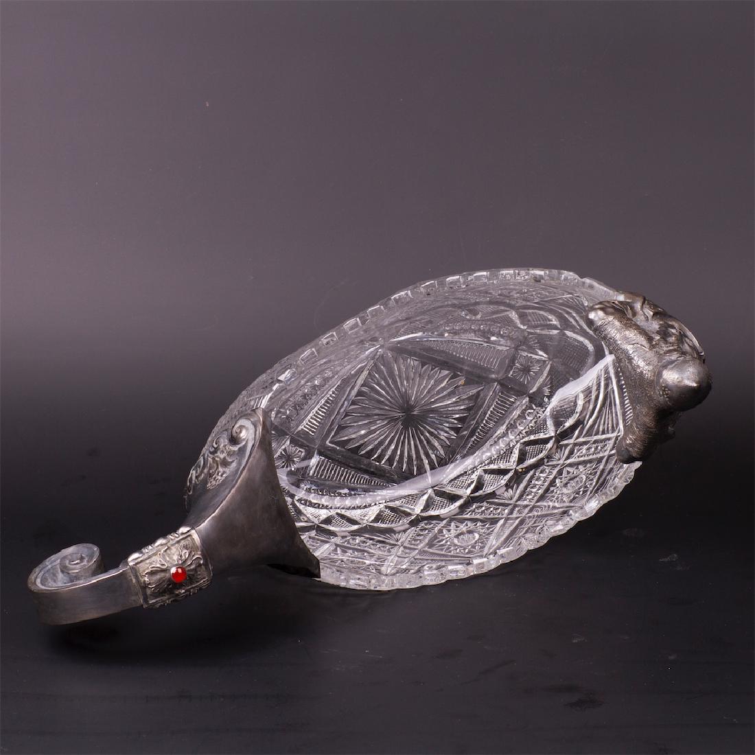 Grand Russian Bogatyr gem-set silver kovsh — image 5