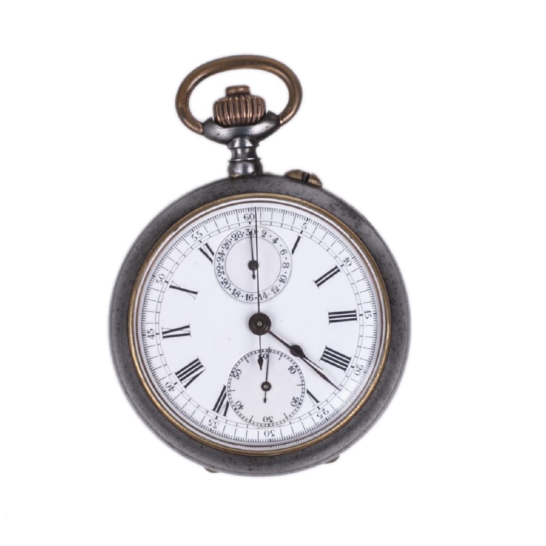 Metal chronograph pocket watch — image 1
