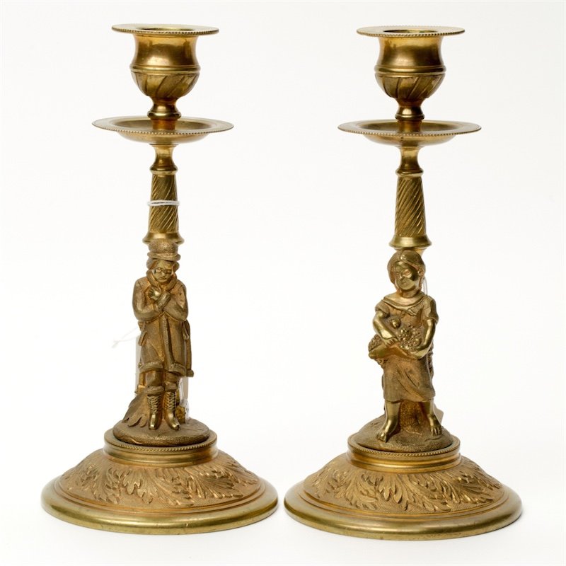 Pair of bronze gilded candlesticks. Russia, second half — image 1