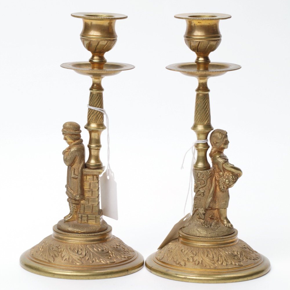 Pair of bronze gilded candlesticks. Russia, second half — image 3