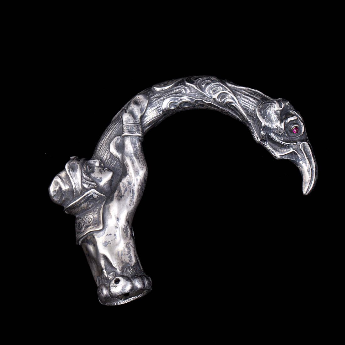 Decorative silver cane handle, Faberge — image 1