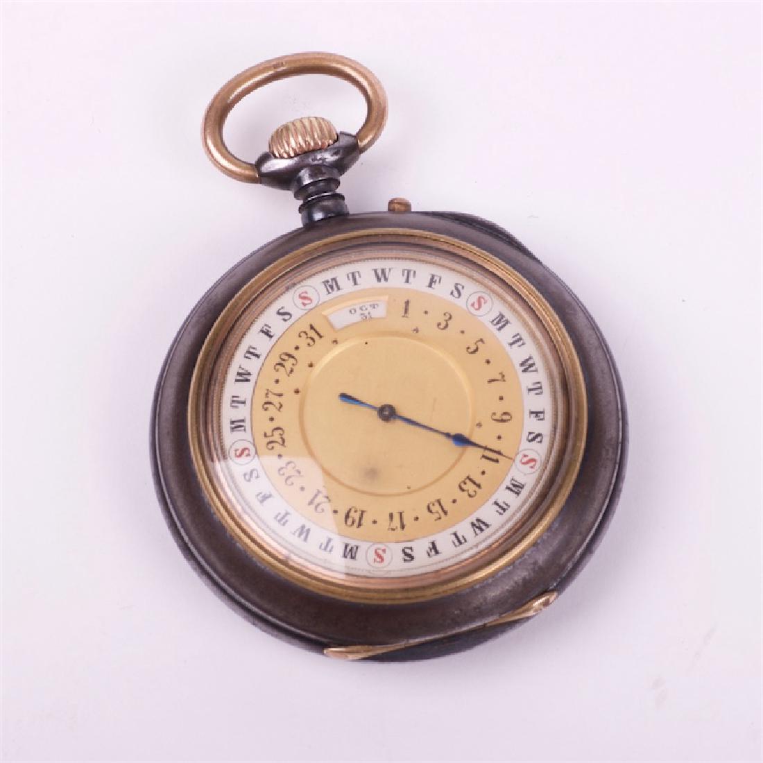 German gun metal pocket watch with moon phase calendar — image 4