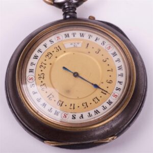 German gun metal pocket watch with moon phase calendar — image 5