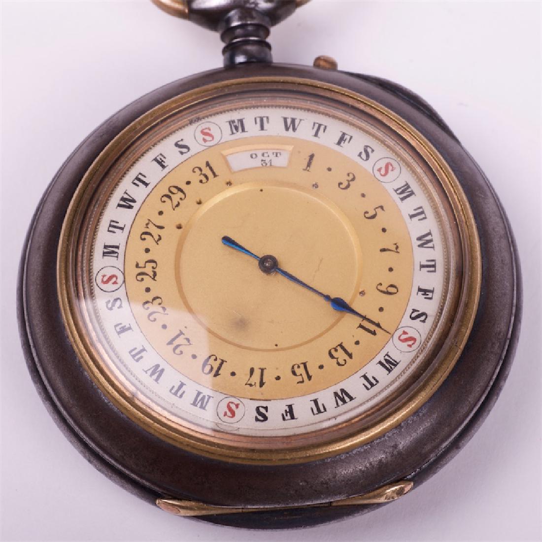 German gun metal pocket watch with moon phase calendar — image 5