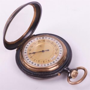 German gun metal pocket watch with moon phase calendar — image 6