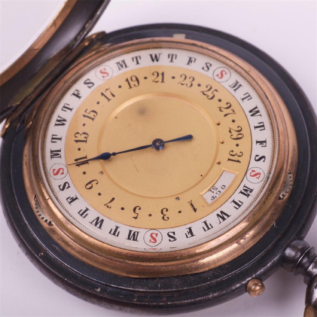 German gun metal pocket watch with moon phase calendar — image 7