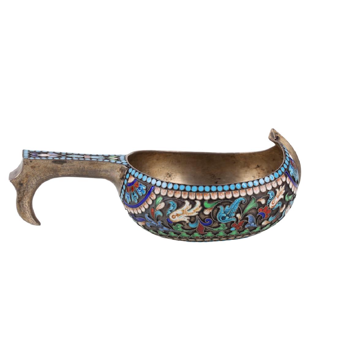 Russian silver-gilt and enamel kovsh — image 3