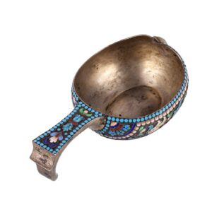 Russian silver-gilt and enamel kovsh — image 4