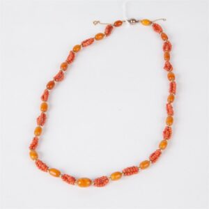 Coral and amber antique necklace. — image 1