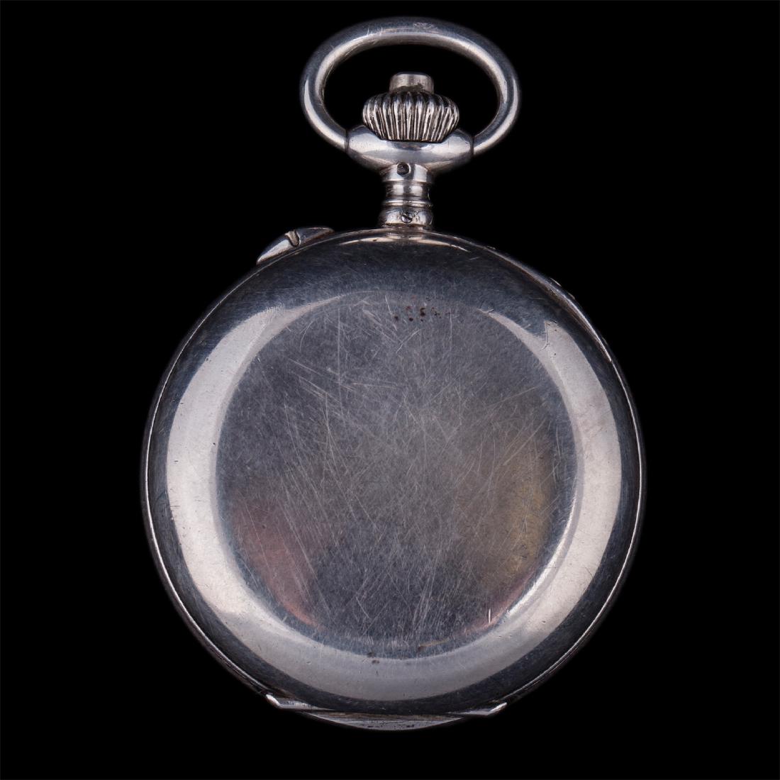Open face silver pocket watch — image 2