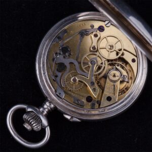 Open face silver pocket watch — image 3