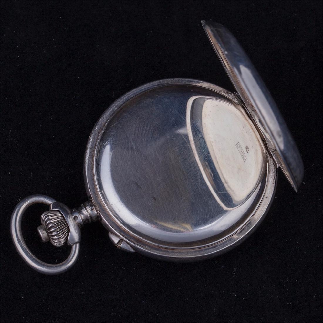 Open face silver pocket watch — image 4