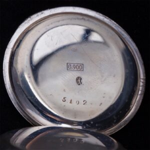 Open face silver pocket watch — image 5